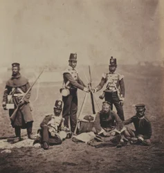 Officers and Men of the 3rd (East Kent) Regiment of Foot (The Buffs) from an album of 52 photographs associated with the Crimean War, 1855